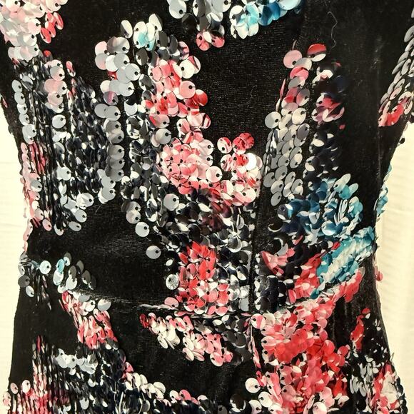 Dress the Population Lindsay Sequin Velvet Mini Dress Size Small Black EUC - Picture 4 of 14